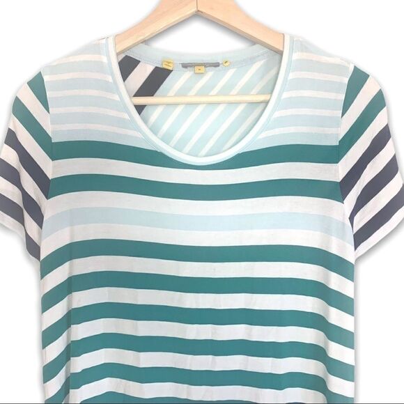 Little Yellow Button Striped Asymmetrical T-Shirt - Picture 2 of 6